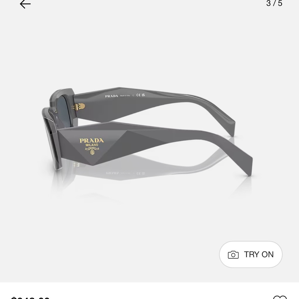 Prada Gray Geometric Sunglasses with Chunky Frame
